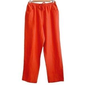 SILKLAND Silk & Linen Blend Pull-on Pants Pink Sz L